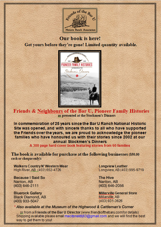 Friends & Neighbours of the Bar U Pioneer Families History Book